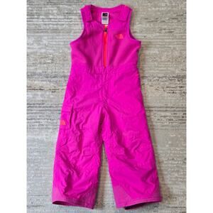 The North Face HyVent Snow Bibs Overalls Pants Waterproof Fleece Pink Girls Ski